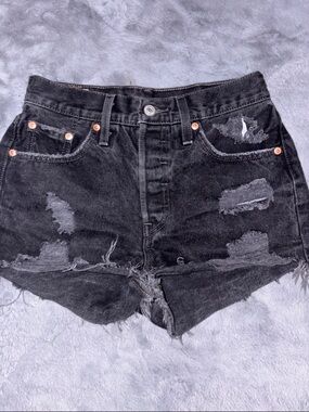 Levi's Black Distressed Cutoff Denim Shorts